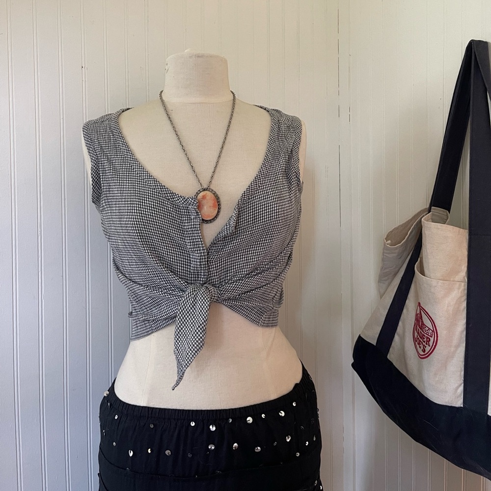 Vintage gingham button up tank